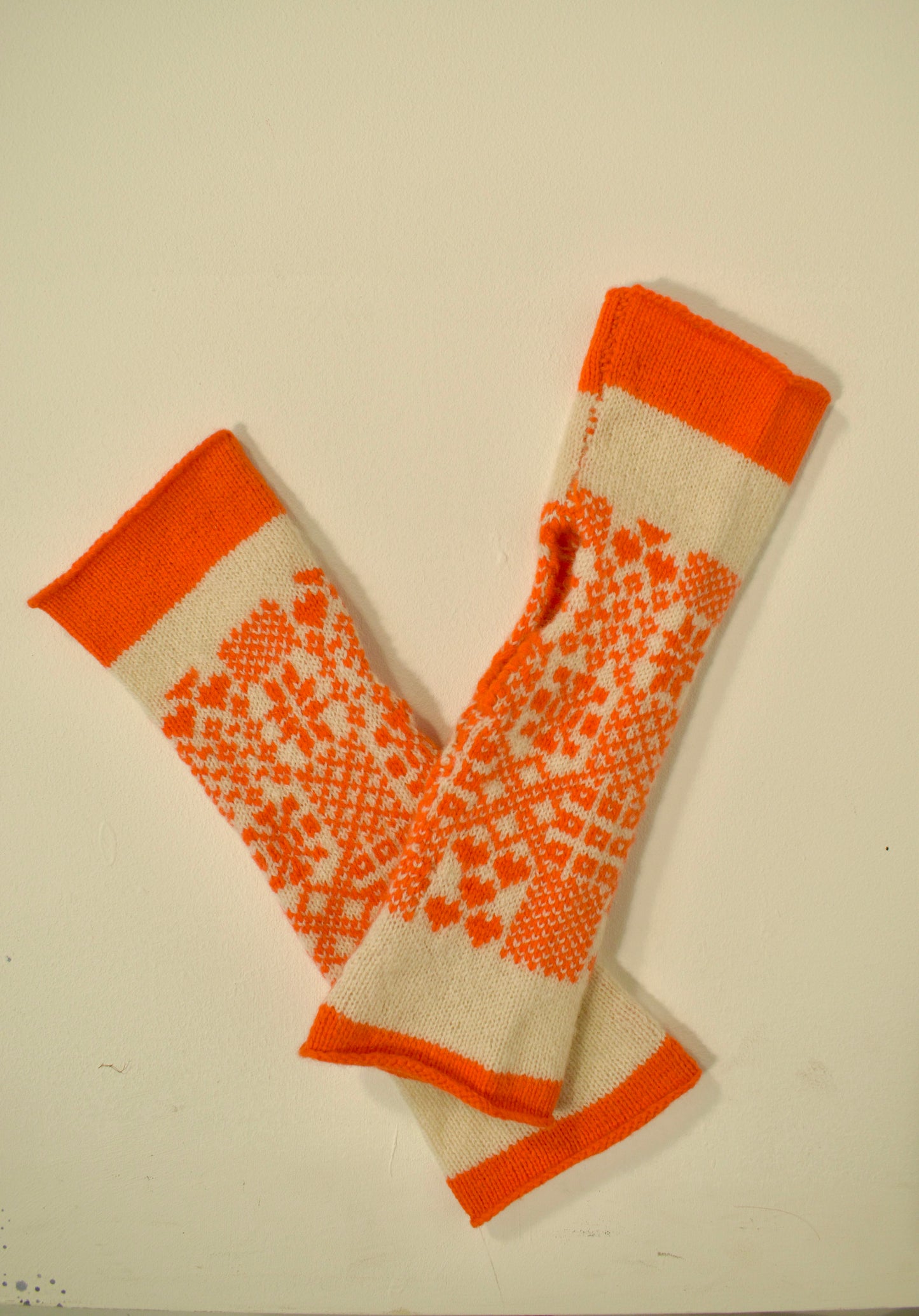 Cashmere Knitted Wrist Warmers - Goddess Brigid Patterned Wrist Warmers